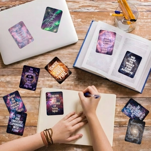 Set of 18 galaxy themed motivational quote cards for notebook decoration and gifting