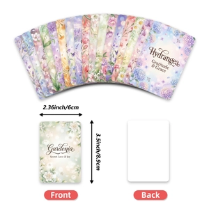 Set of 18 watercolor floral gift tags with hand-painted flower designs and size details