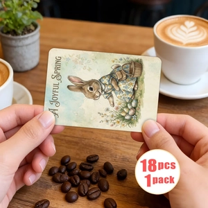 Detail of 18pcs vintage Easter rabbit cards with A Joyful Spring text on premium paper