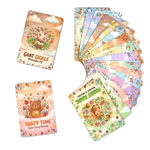 Set of 18 Japanese style cute hand-drawn animal cards with rounded corners for wall decor