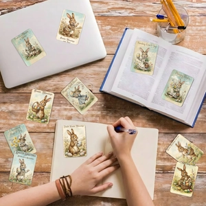 Set of 18 vintage Easter bunny greeting cards with classic spring flower illustrations