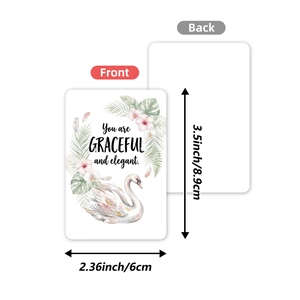 Set di 36 carte di affermazione ad acquerello con disegni di cigni e fiori eleganti