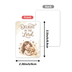 36 Inspirational cards with watercolor girl and dog illustrations, 3.5x2.36 inches
