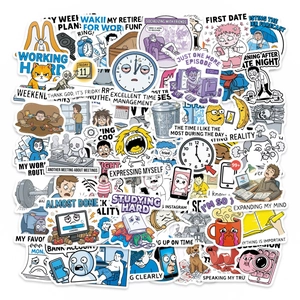 Humorous Meme Stickers Waterproof PVC Cartoon Illustration Vinyl Decals For Laptop Suitcase Water Bottle Scrapbooking