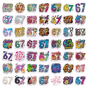 50 wasserfeste Nummer 67 Graffiti-Sticker für Koffer Skateboard und Wasserflaschen Set