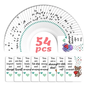 54-piece motivational affirmation cards set for kids with cute animal puns and illustrations