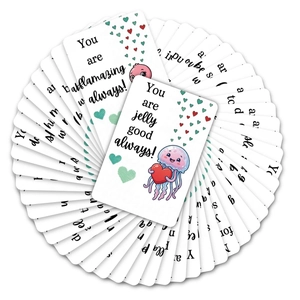 54-piece set of cartoon motivational cards with cute jellyfish and positive quotes
