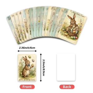 Set mit 18 Vintage Osterhasen Grußkarten mit Frühlingsblumen und Ei Motiven