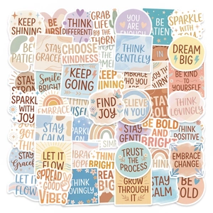 Boho Adesivi con Citazioni Ispiratrici Decalcomanie Slogan in PVC Impermeabili per Borraccia Laptop Skateboard Valigia Decorazione Scrapbooking Estetica