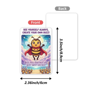 Double-sided cute superhero bee motivational cards with inspirational English quotes