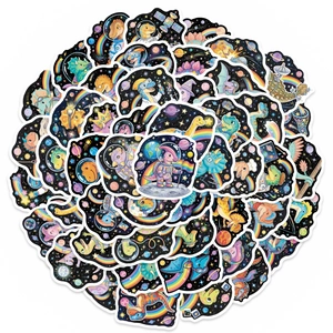 50 pieces of waterproof space dinosaur stickers for water bottles and laptop decoration