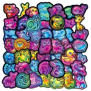 Neon Glowing Cartoon Animal Stickers Waterproof PVC Decorative Decals For Laptop Phone Case Helmet Skateboard Kids Teen Gift