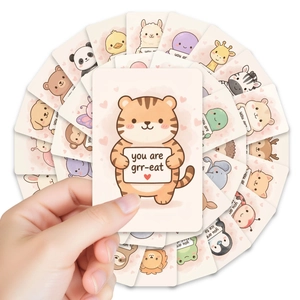 Nahaufnahme süßer Tier-Affirmationskarten mit Tiger-Design und motivierenden Wortspielen