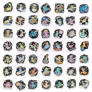 Set of 50 waterproof cartoon space dinosaur stickers for laptop and water bottle decoration
