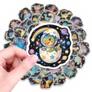 Cute space dinosaur waterproof stickers for water bottles and laptops 50pcs set