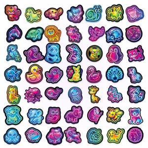 50 pack of neon cartoon animal stickers with colorful waterproof designs for DIY decoration