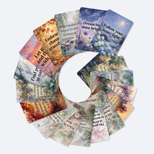 Macro view of 18 Monet style impressionist garden cards with inspiring quotes