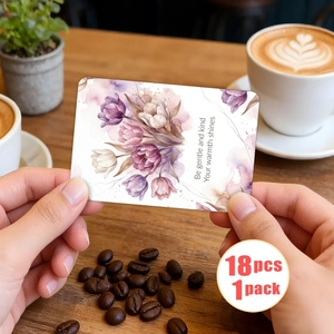 Dettaglio di 18 cartoline estetiche con tulipani e citazioni su carta di alta qualità