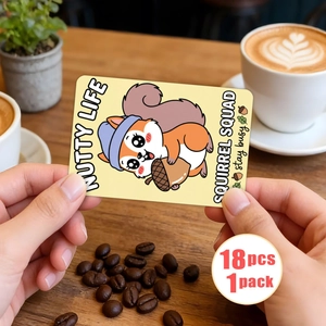 Nahaufnahme von 18 süßen Eichhörnchen-Grußkarten mit Nutty Life Text-Design