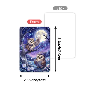 Lot de 36 cartes aquarelle animaux de la forêt avec chouettes dans un décor de nuit