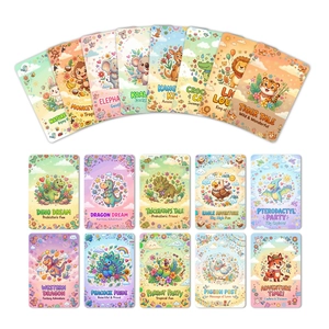 Set di 18 cartoline con illustrazioni di animali carini e temi di dinosauri