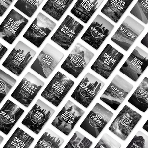 36-pack minimalist black and white inspirational quote cards with landscape photography