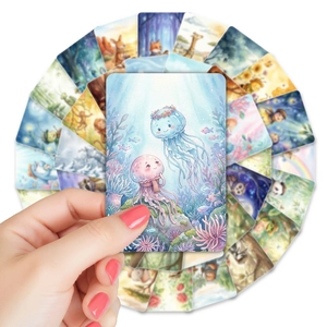 Lot de 36 jolies cartes de vœux animaux de la forêt en aquarelle aux coins ronds