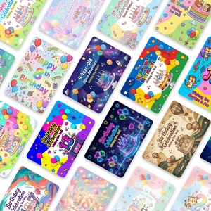 Set mit 18 Geburtstagskarten für Alter 1-18 mit bunten künstlerischen Illustrationen