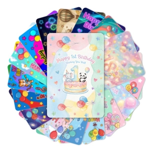 Set mit Aquarell-Tier-Geburtstagskarten, verschiedenen Altersstufen und süßen Motiven