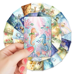 Gros plan de cartes d'animaux de la forêt à l'aquarelle avec d'adorables motifs de cerf