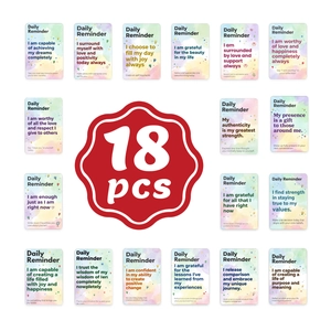 Set of 18 watercolor daily reminder cards with motivational English affirmations