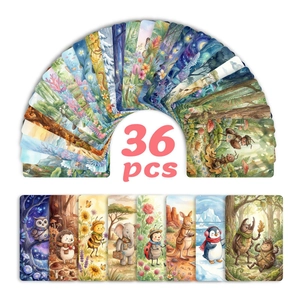 Cartes de Voeux Illustration Animaux de la Forêt Aquarelle Style Nature Décoration Cadeau Message Pour Enfants