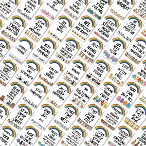 54-pack of cute rainbow cartoon animal inspirational cards with positive English quotes
