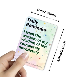 Detail shot of a 2.36x3.5 inch Daily Reminder card with colorful watercolor design