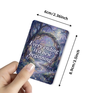 Monet fairy tale garden forest inspirational card with quote Every ending is a new beginning