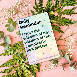 Daily Reminder card with watercolor design and inspirational quotes on a floral background