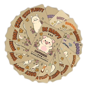 Set of cute hand-drawn animal cards with motivational quotes on earth-toned matte paper