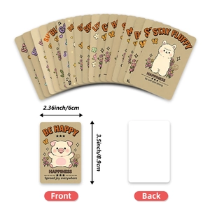 Detailed view of 2.36x3.5 inch cartoon animal cards with positive quotes