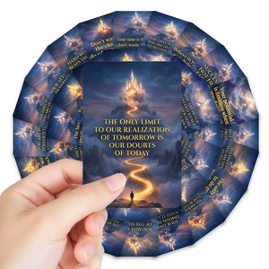 Makroaufnahme von Berglandschaftskarten mit motivierenden Goldzitaten für den Schreibtisch