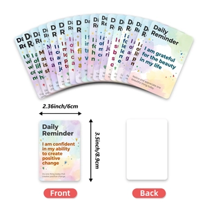 Set of 18 colorful daily reminder affirmation cards with inspirational quotes and fan layout