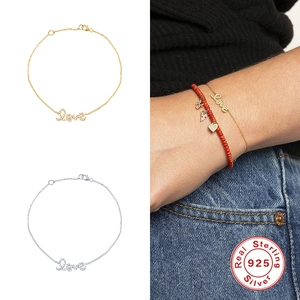 925 sterling silver Love letter bracelet with sparkling cubic zirconia on a fine chain
