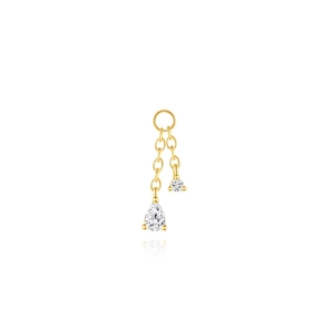 Detailed close-up of S925 sterling silver golden double chain with teardrop and round stones
