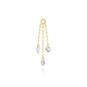 Detailed view of gold S925 sterling silver chain charms with marquise and round cut stones