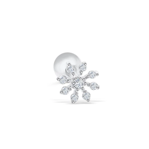 Elegante orecchino a fiocco di neve in argento 925 con zirconi e chiusura a vite