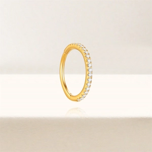 Macro de l'anneau de cartilage en argent S925 doré 18K avec pavage de zircons