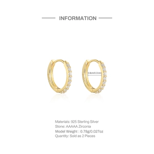 Detailed specifications of 925 silver hoop earrings with AAAAA zirconia and 18k gold plating