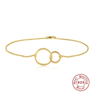 Minimalistisch 925 Sterlingsilber Ineinandergreifendes Doppelring Armband Für Damen Mode Geometrisch Kette Schmuck Geschenk