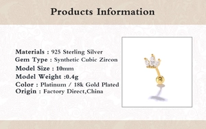 Detailed crown earring parameters showing 925 sterling silver material and dimensions