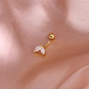 Macro shot of S925 silver screw back ear stud with marquise-cut marquise-cut gems