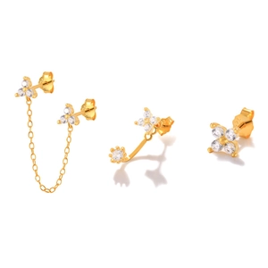 Dettagli del set di orecchini in argento sterling 925 con zirconi e marchio 925 inciso